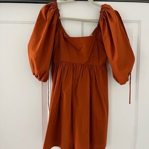 Abercrombie & Fitch Orange Puff Sleeve Romper